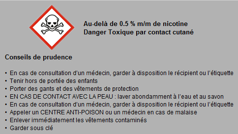 supérieur à 0.5 m/m conseil de prudence sur la nicotine